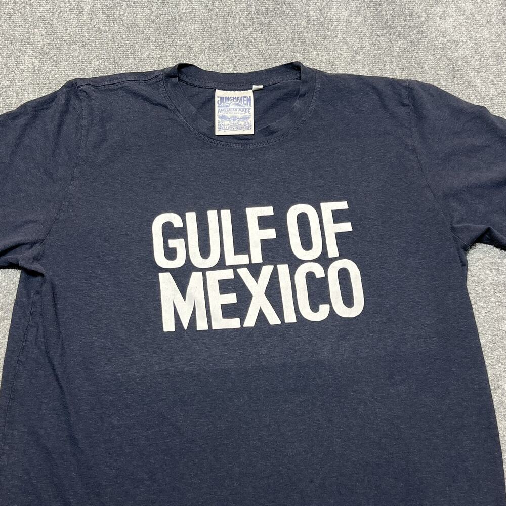 Jungmaven Gulf Of Mexico Shirt Womens 2XL Navy Blue Hemp Cotton USA Graphic Tee
